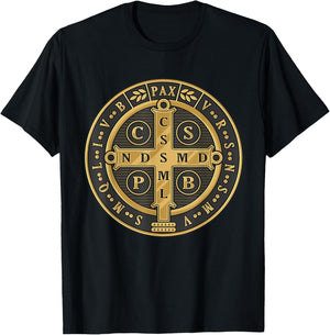 Saint Benedict Medal Traditional Latin Catholic T-Shirt - T-Shirt | Black