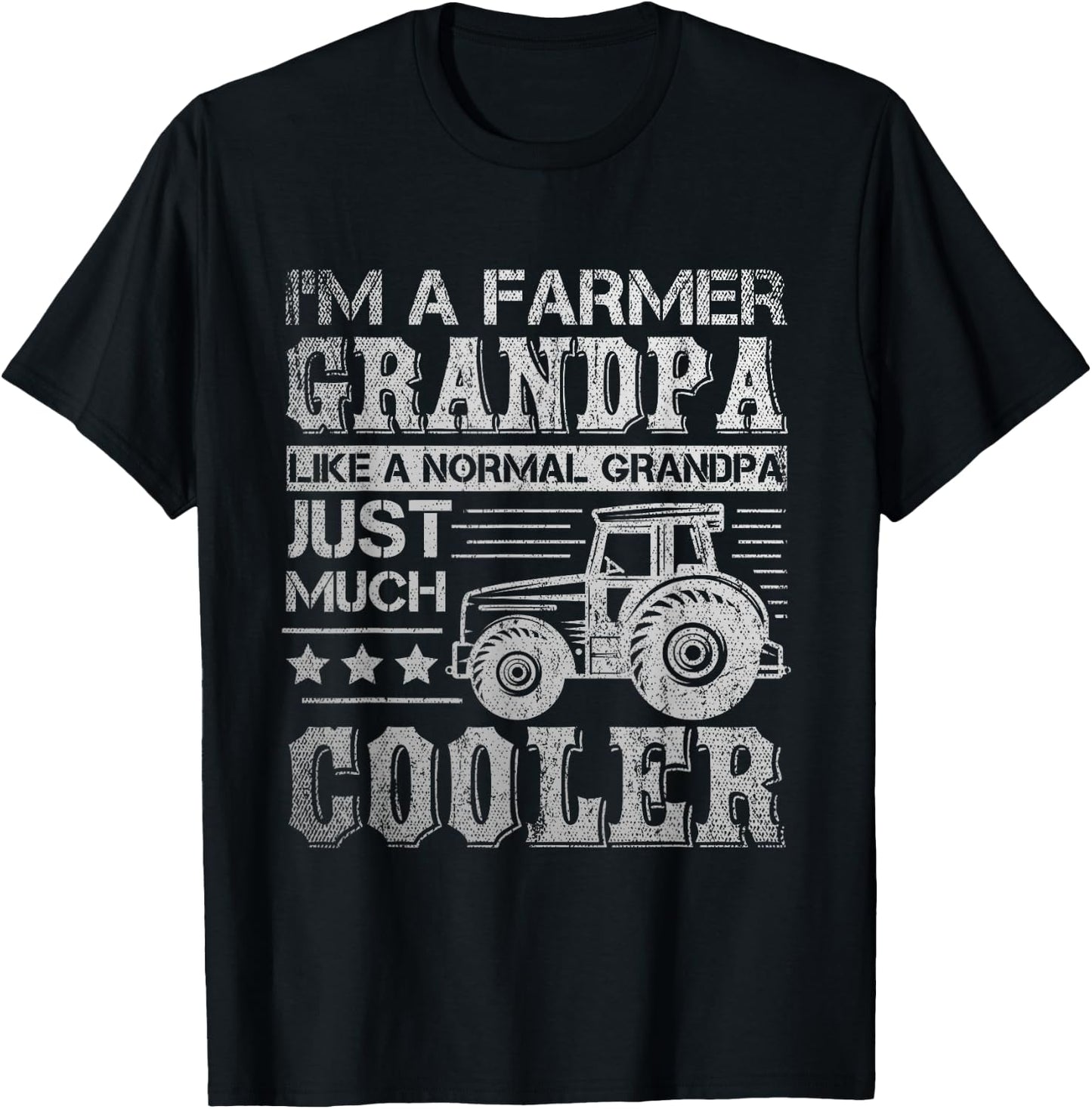 Fathers Day Gift Grandpa Tractor Farmer T-Shirt - T-Shirt | Black