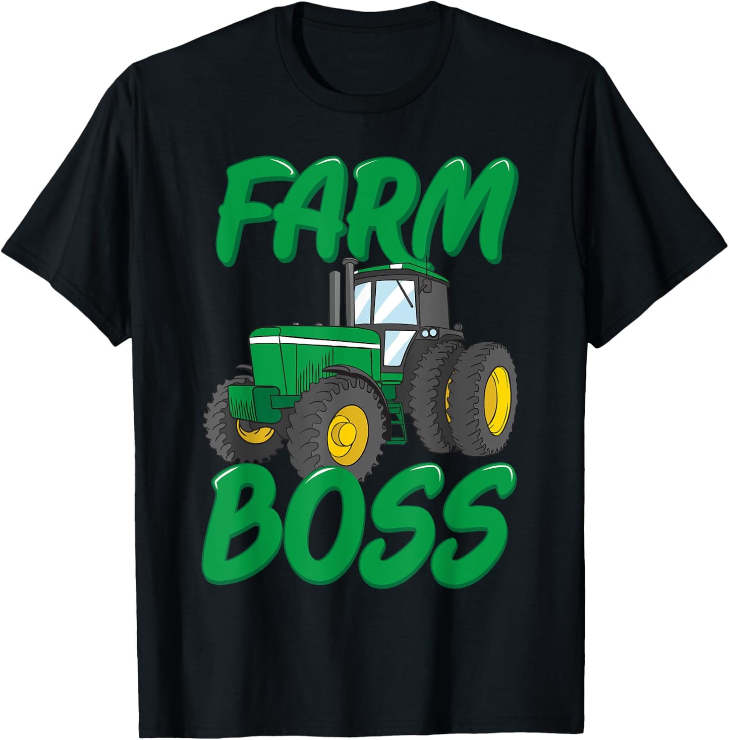 Farm Boss Funny Farmer Tractor Harvester Gift Kids Boys T-Shirt - T-Shirt | Black