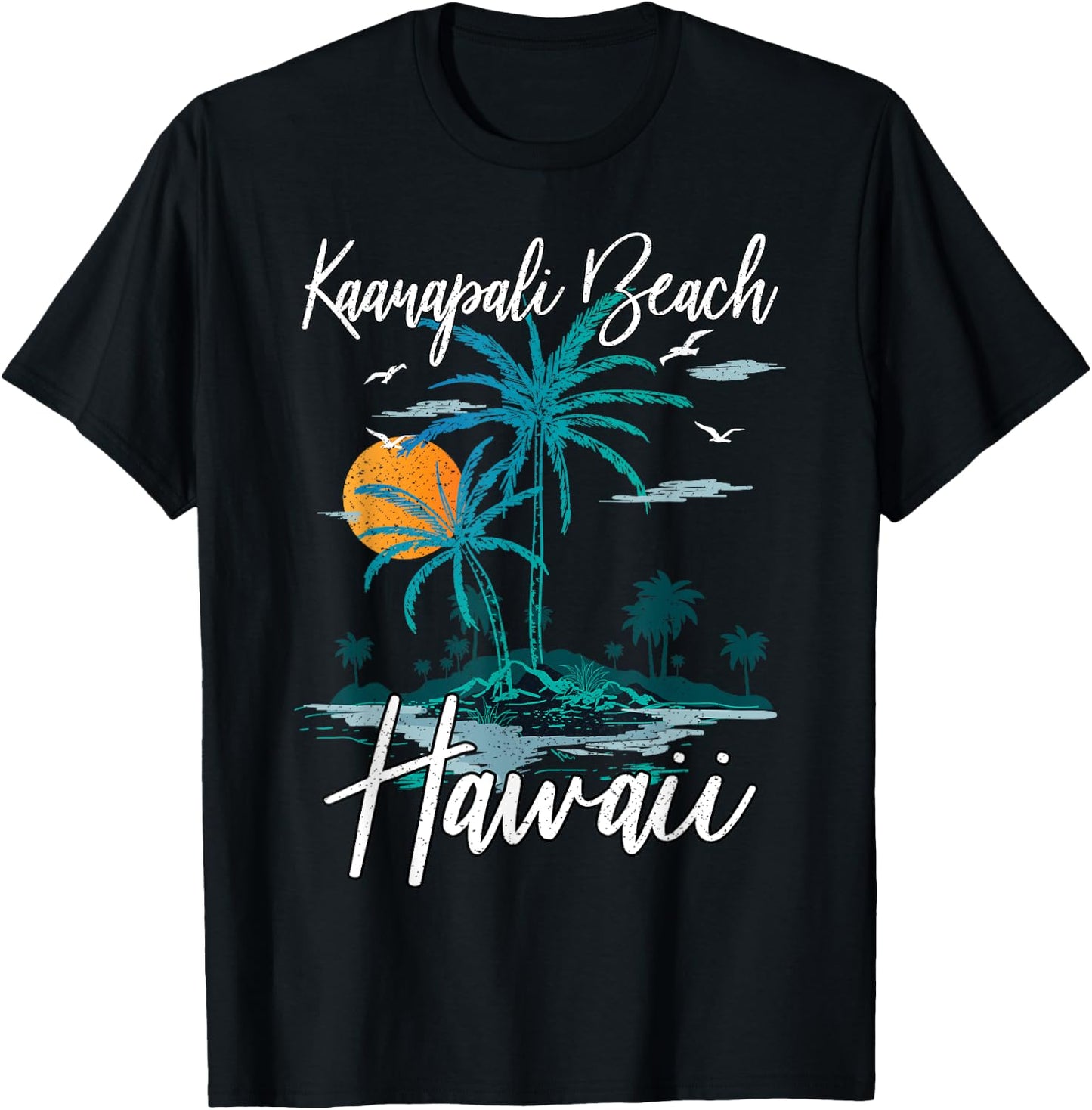 Family Vacation Retro Sunset Hawaii Kaanapali Beach T-Shirt - T-Shirt | Black