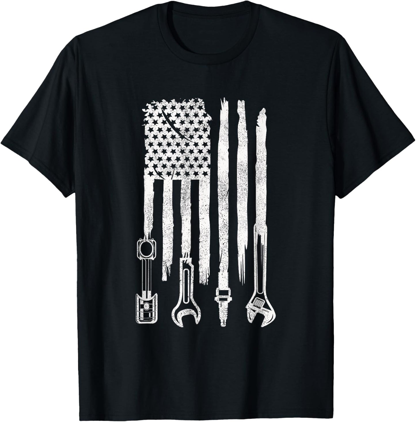 American Flag Mechanic Tools Car Fixing Essentials Mechanic Men T-Shirt - T-Shirt | Black