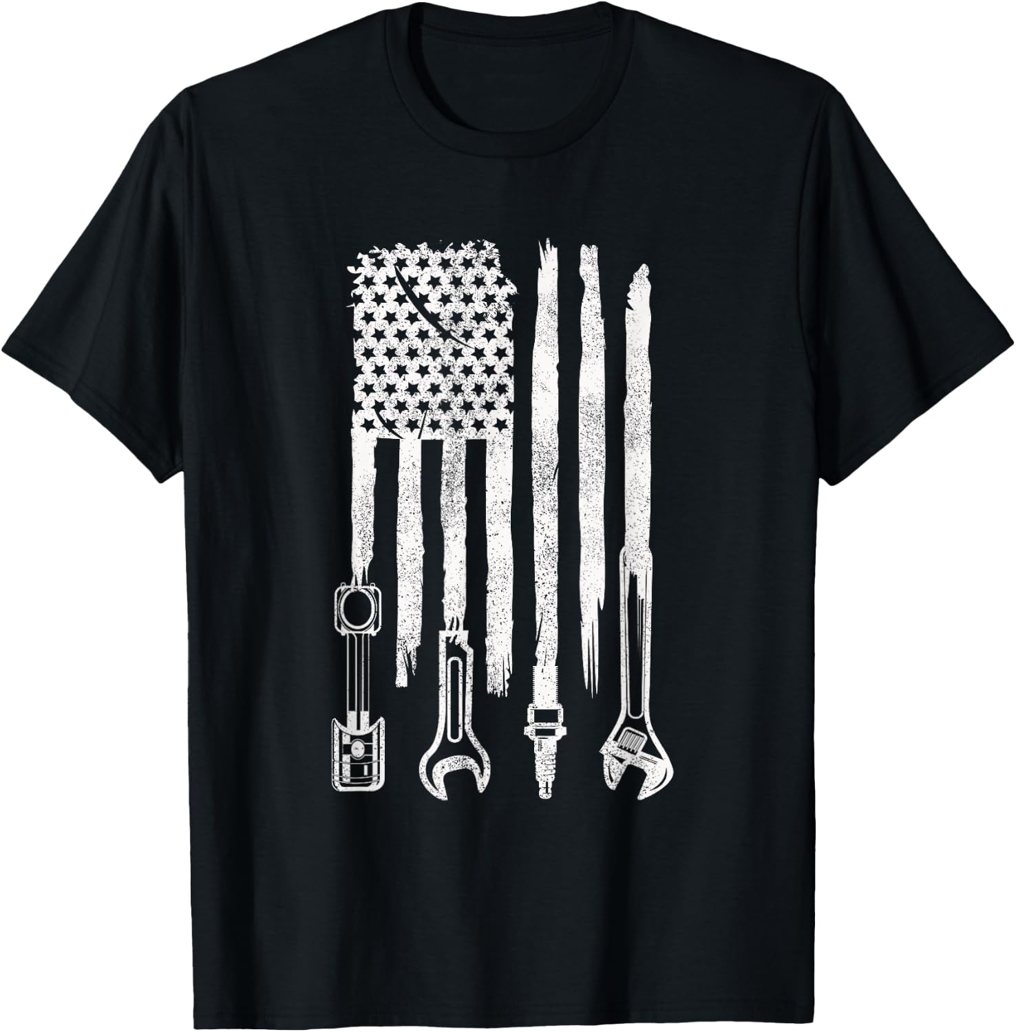 American Flag Mechanic Tools Car Fixing Essentials Mechanic Men T-Shirt - T-Shirt | Black