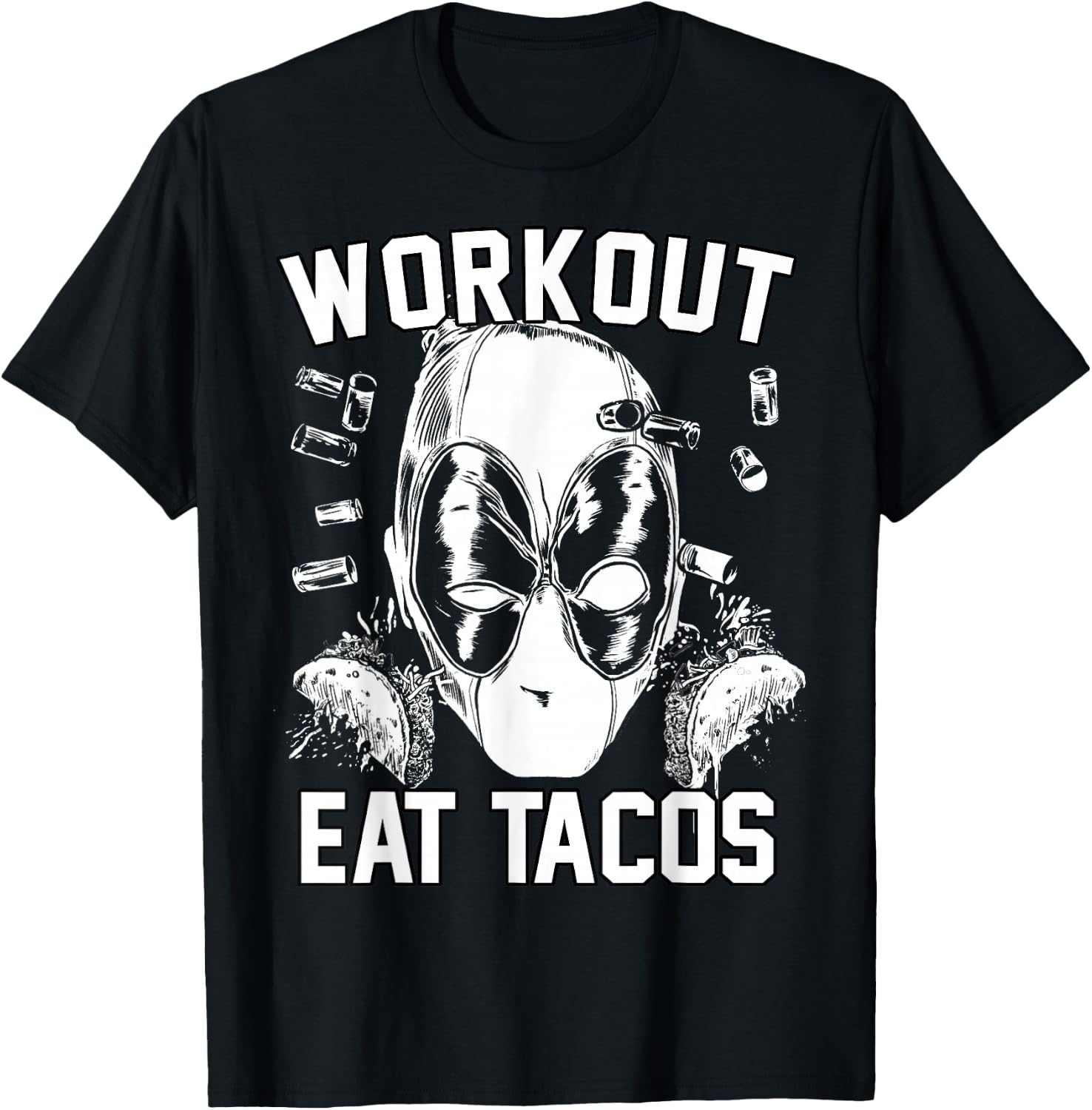 Marvel Deadpool Workout Eat Tacos T-Shirt - T-Shirt | Black