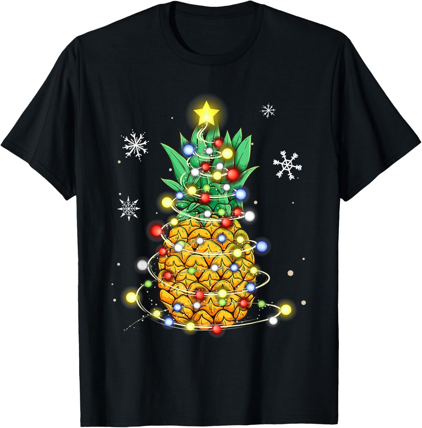 Pineapple Christmas Shirt -Kids Black Small Christmas Tree T-Shirt - T-Shirt | Black