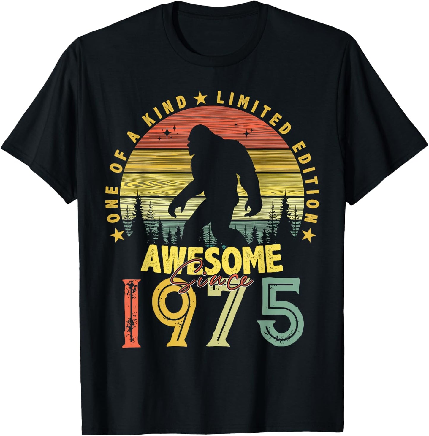 Awesome Since 1975 49th Birthday Gifts Bigfoot Born in 1975 T-Shirt - T-Shirt | Black