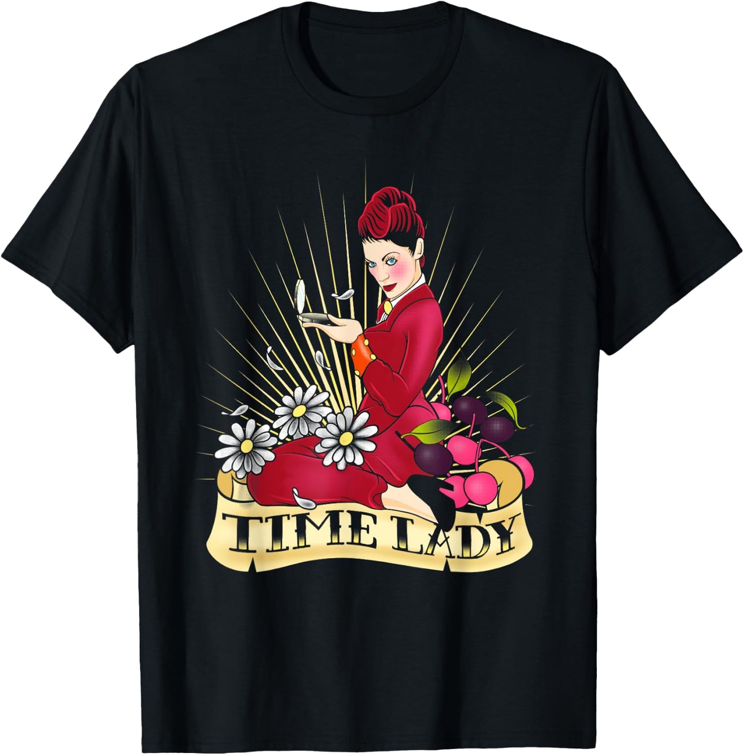 Doctor Who Rockabilly Missy Time Lady Vintage TimeTravel Fan - Women's -Adults Black Cotton Classic Fit Short Sleeve - Small T-Shirt - T-Shirt | Black