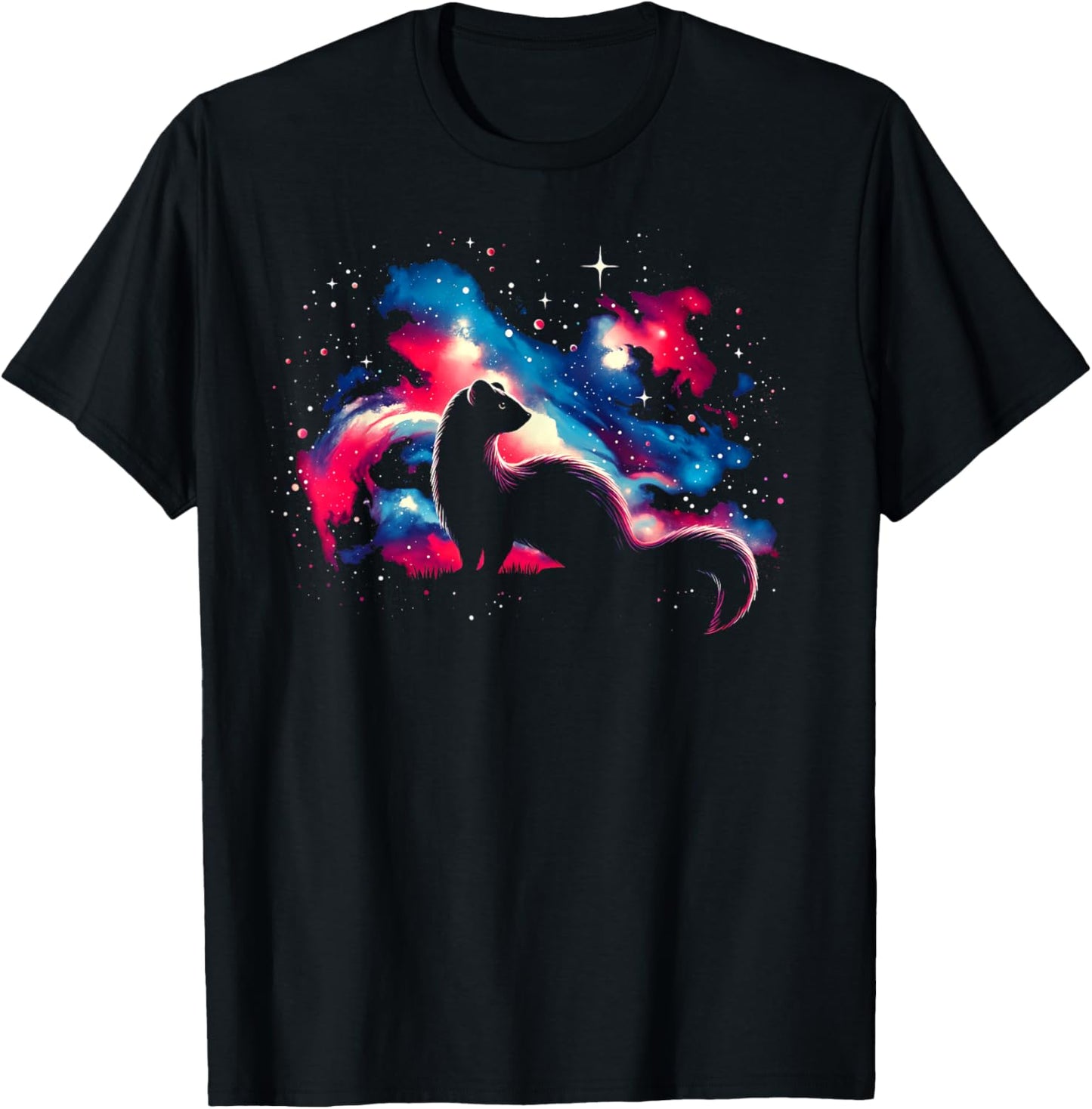 Cool Cosmic Weasel Galaxy Graphic Space Art T-Shirt - T-Shirt | Black