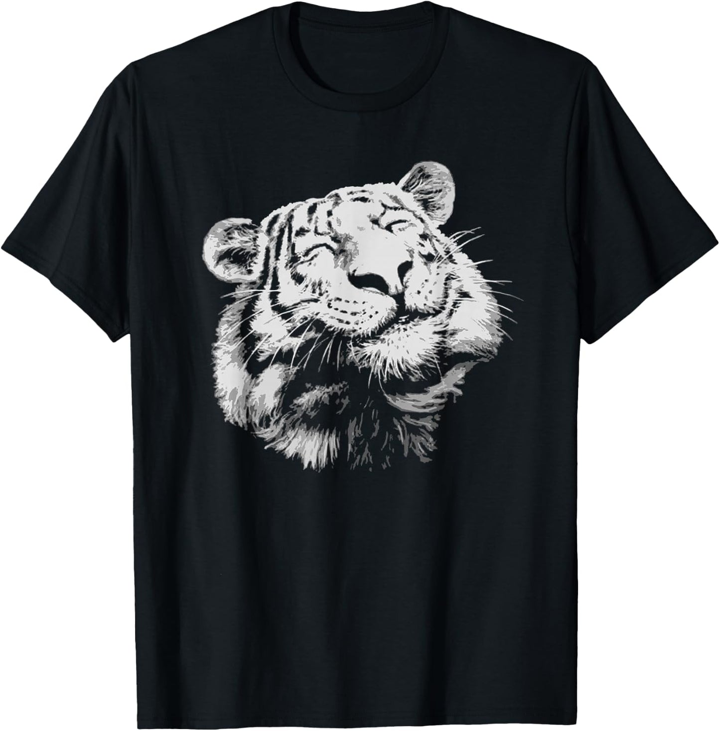 Happy Tiger Face Cute Furry Tiger Big Cat King Get Em 80s T-Shirt - T-Shirt | Black