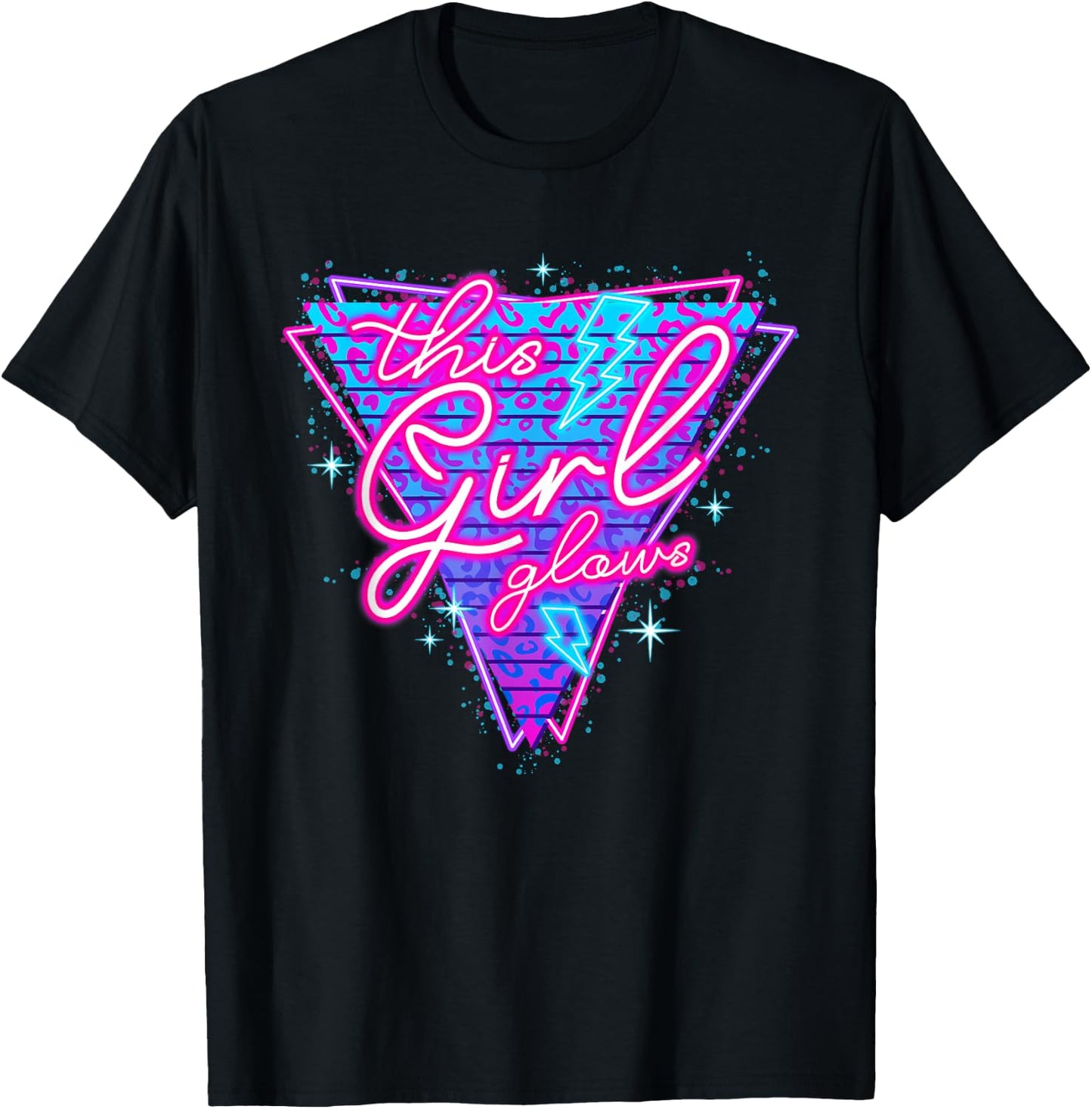 This Girl Glows for Kids Tie Dye Colors 80's and 90's T-Shirt - T-Shirt | Black