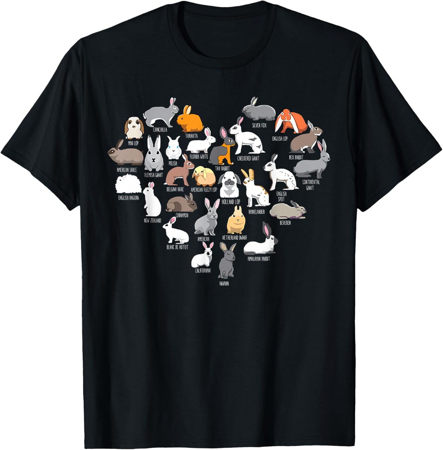 Love Bunnies Funny Rabbit Heart Small T-Shirt - T-Shirt | Black