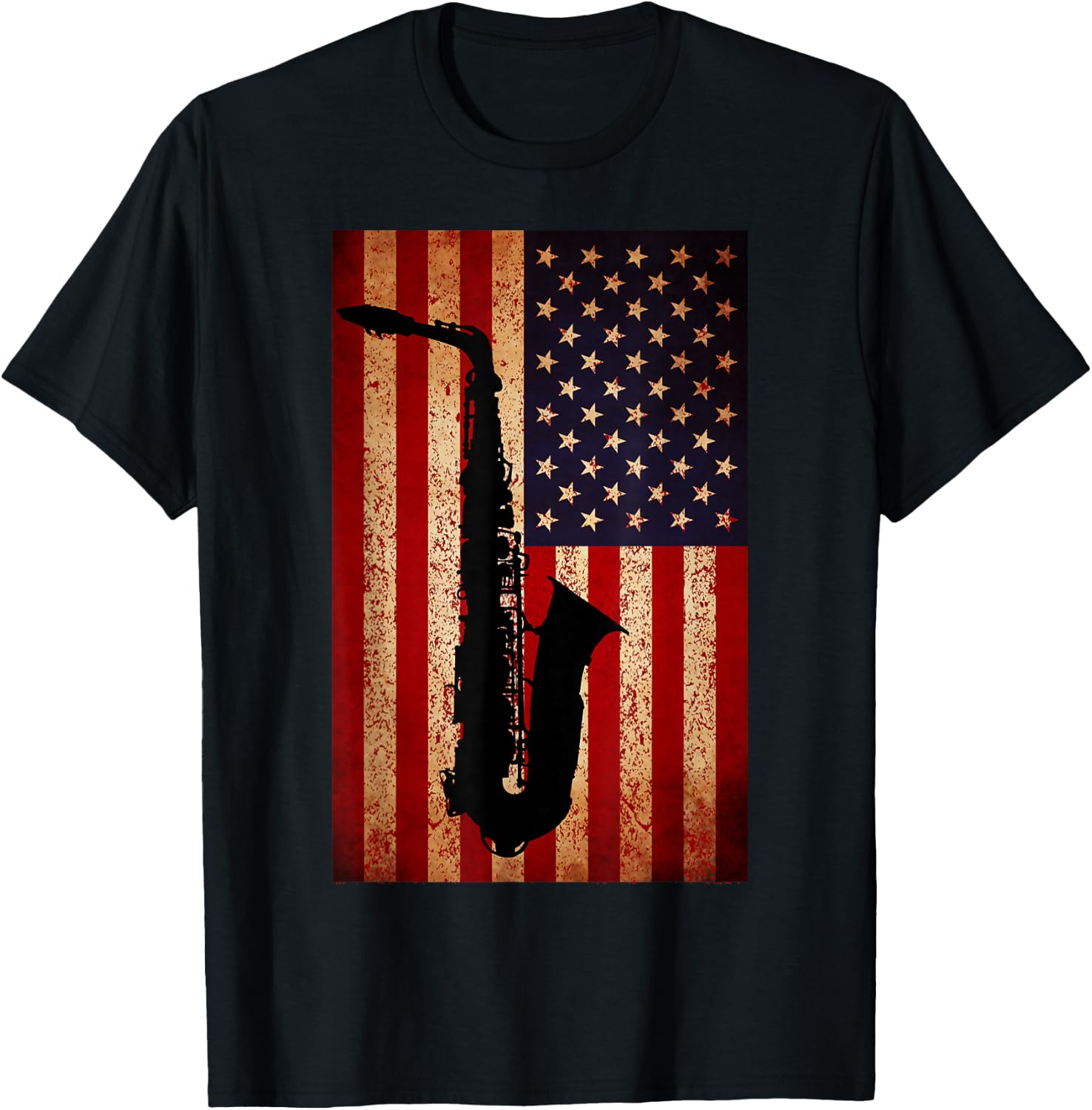 Vintage American Flag Saxophone Funny Sax Music Player Gifts Small T-Shirt - T-Shirt | Black