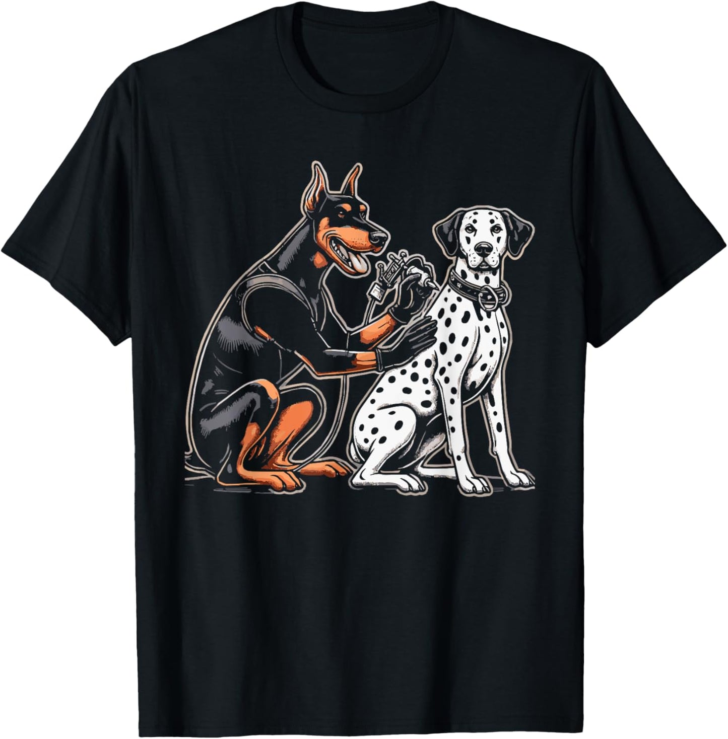 Funny Dog Tattoo Artist Tatoos Humor Men Women T-Shirt - T-Shirt | Black