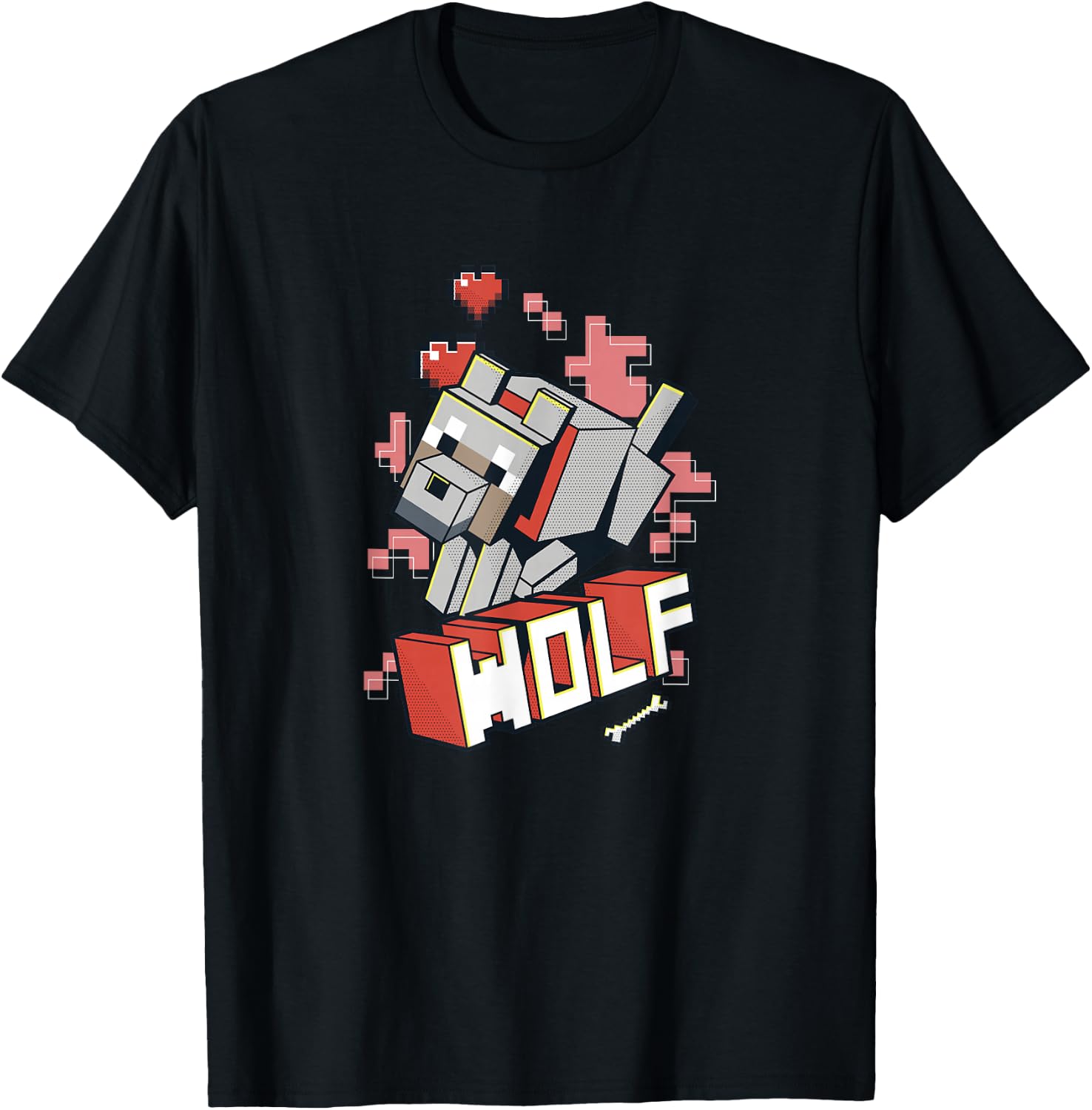 Minecraft Wolf Hero Love T-Shirt - T-Shirt | Black