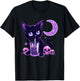Cute Kawaii Cat Drink Boba Tea Purple Pastel Goth Neko Cat T-Shirt - T-Shirt | Black