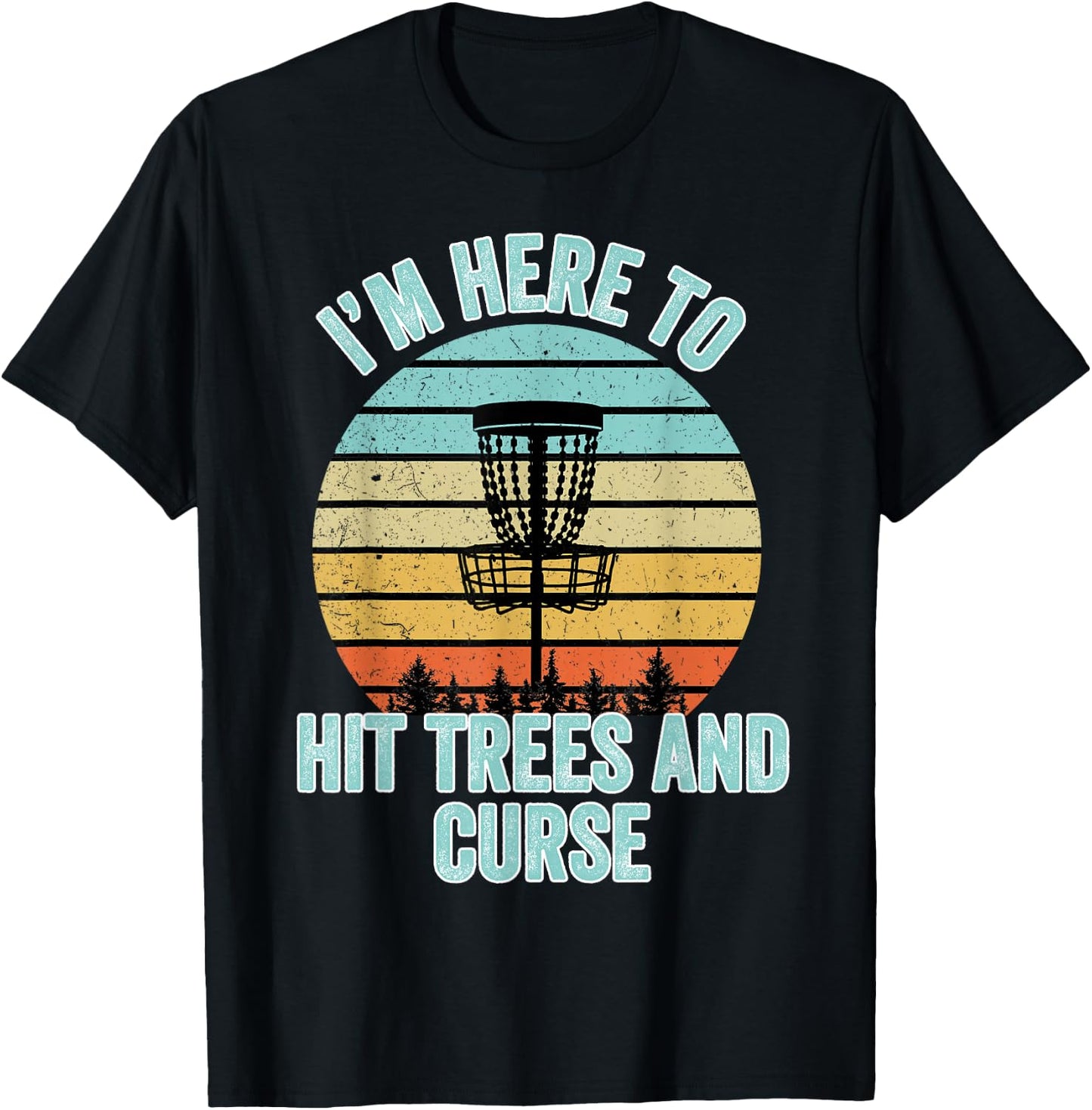 Disc Golf Shirt Funny Hit Trees and Curse Retro Disc Golf Gi T-Shirt - T-Shirt | Black