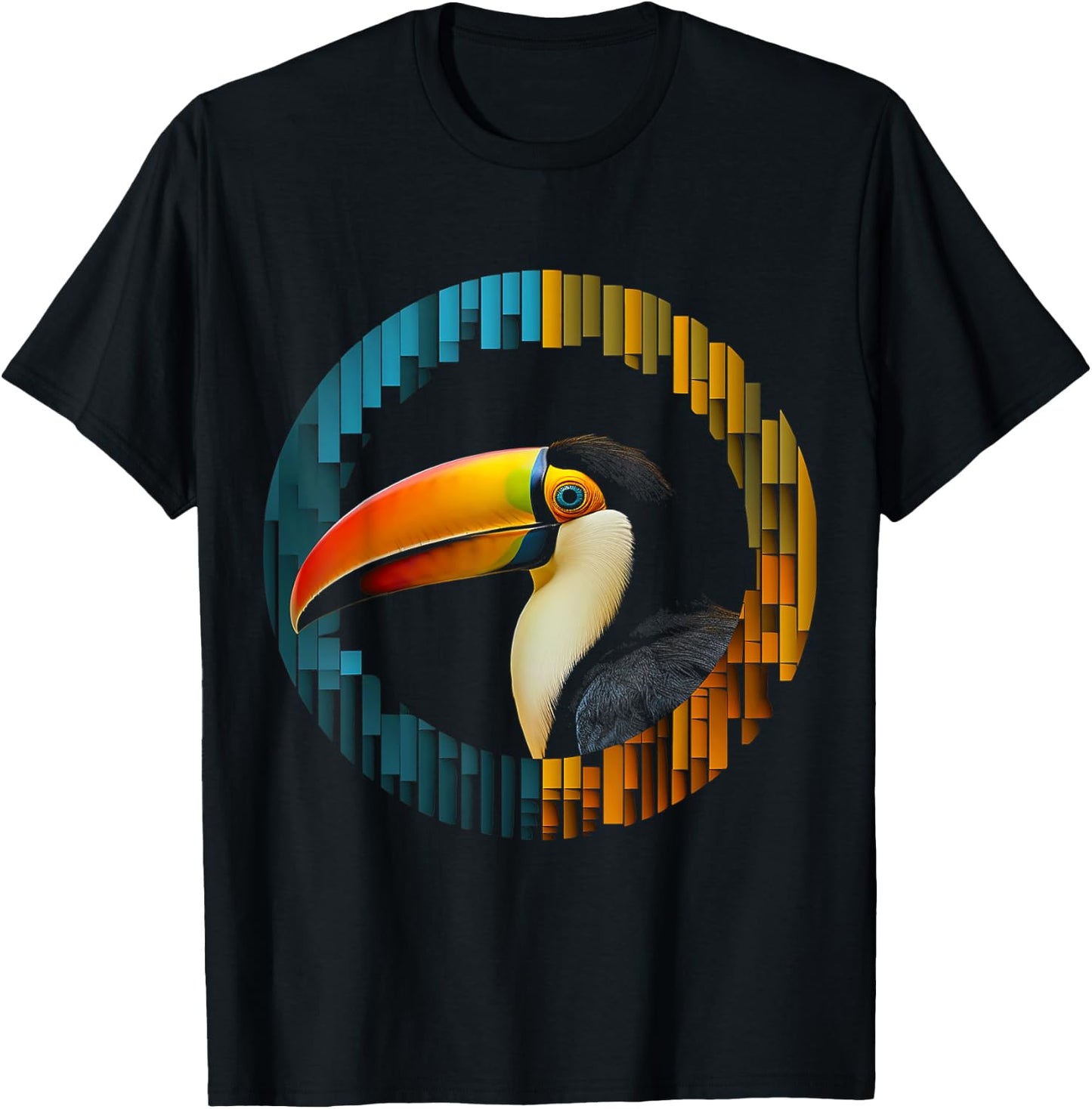 Toucan Polygon Bird Art Animal Colorful Graphic Toucan T-Shirt - T-Shirt | Black