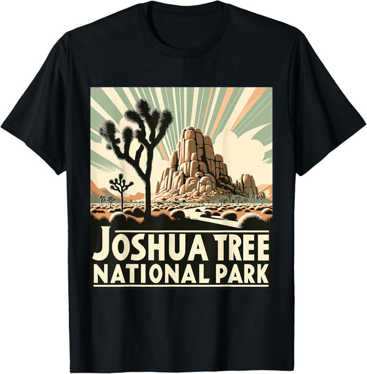 Joshua Tree National Park Vintage Hiking Camping Outdoor T-Shirt - T-Shirt | Black