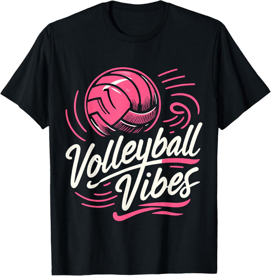 Volleyball Vibes Volleyball Player Volleyball Mom , Small T-Shirt - T-Shirt | Black