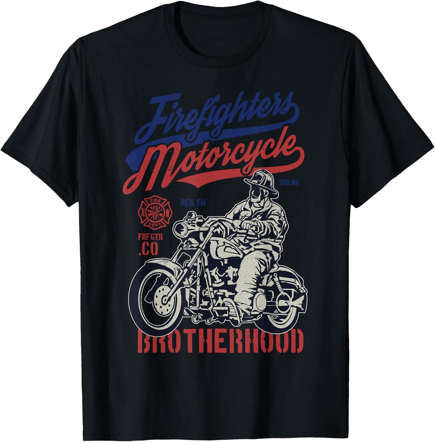 Classic Fireman Motorcycle Brotherhood Gift T-Shirt - T-Shirt | Black