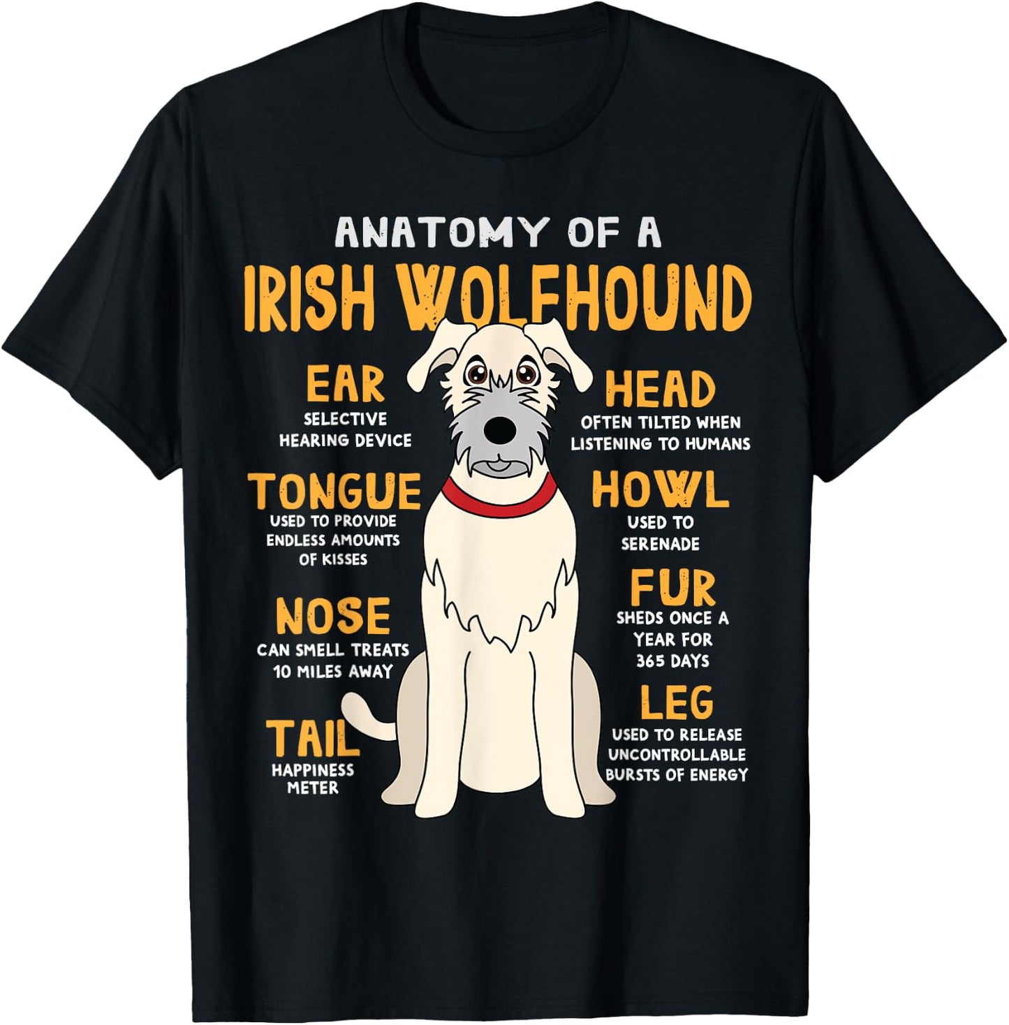 Irish Wolfhound Anatomy Funny Dog Mom Dad Gift Women Girls Kids T-Shirt - T-Shirt | Black