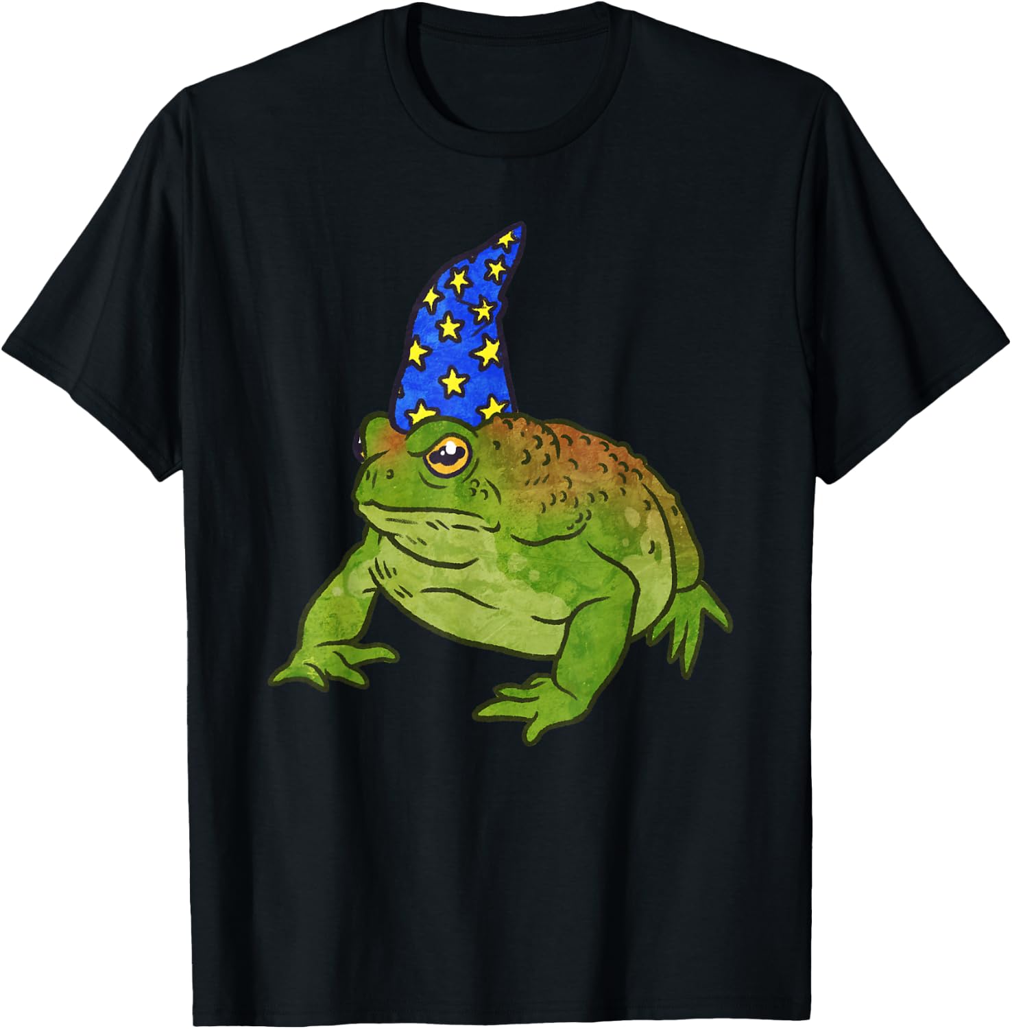 Grumpy Frog Wizard with Resting Toad Face T-Shirt - T-Shirt | Black
