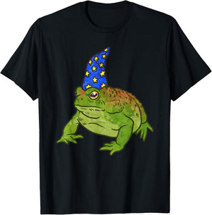 Grumpy Frog Wizard with Resting Toad Face T-Shirt - T-Shirt | Black