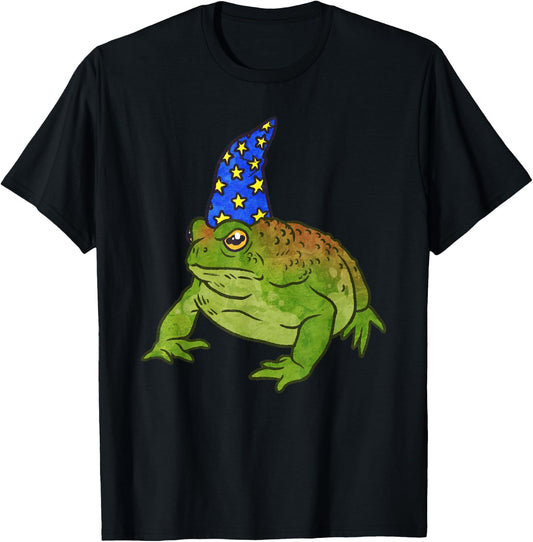 Grumpy Frog Wizard with Resting Toad Face T-Shirt - T-Shirt | Black