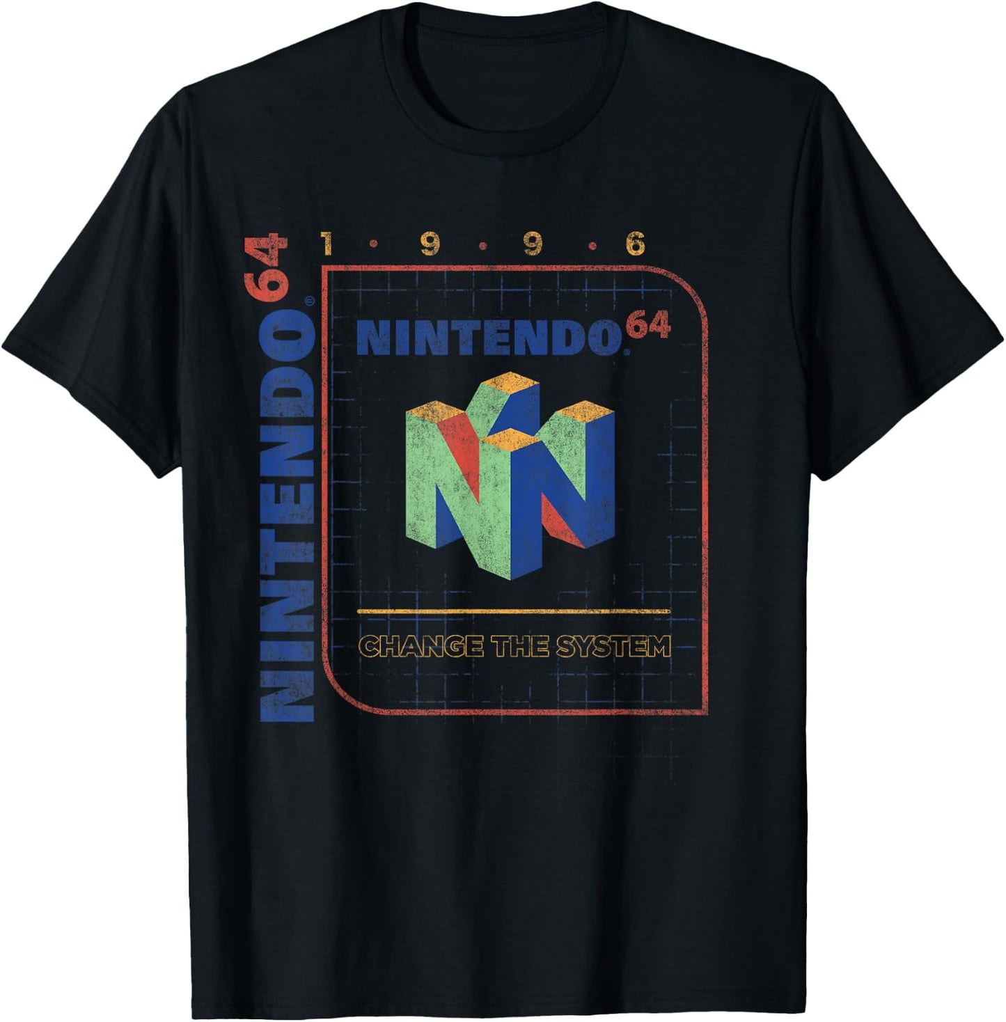 Nintendo 64 Change The System 1996 Vintage Retro Cube Logo T-Shirt - T-Shirt | Black