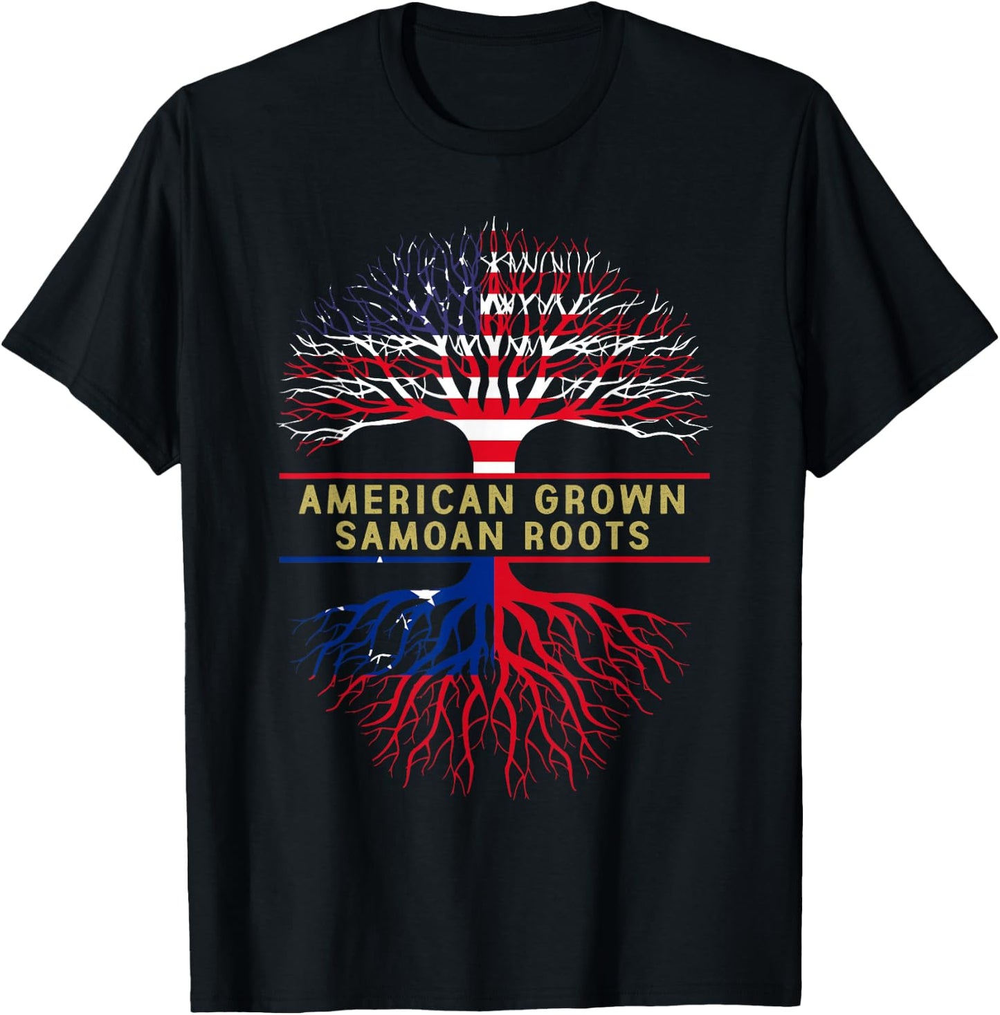 American Grown Samoan Roots America Samoa Tree Flag T-Shirt - T-Shirt | Black
