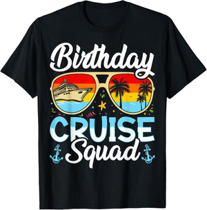 Birthday Cruise squad2025 Ship Vacation Trip Family Matching T-Shirt - T-Shirt | Black