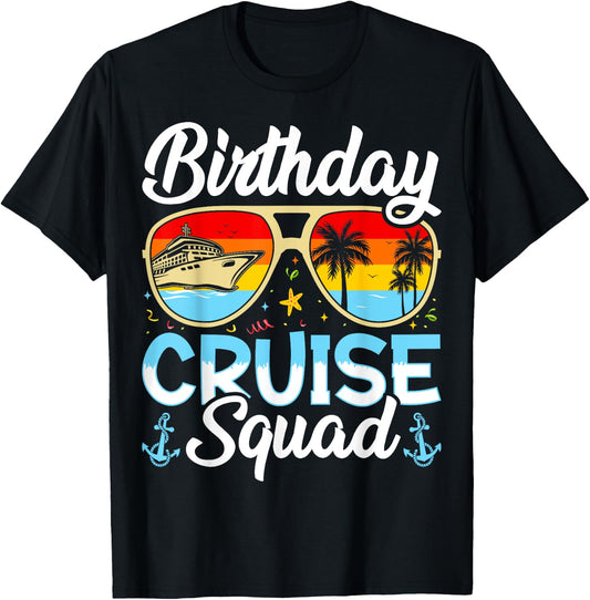 Birthday Cruise squad2025 Ship Vacation Trip Family Matching T-Shirt - T-Shirt | Black