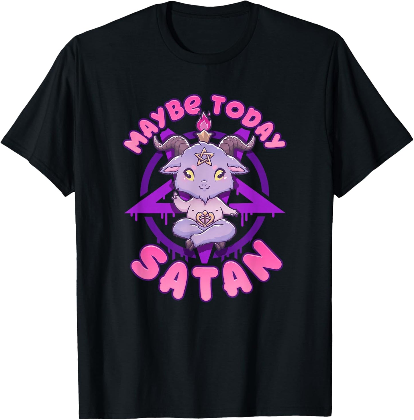 Maybe Today Satan I Cute Kawaii Anime Baphomet T-Shirt - T-Shirt | Black