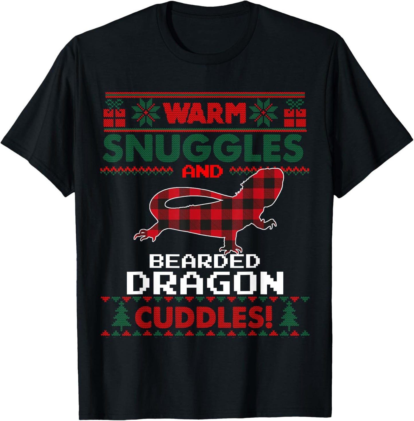 Bearded Dragon Christmas Pajama Shirt Ugly Christmas Sweater T-Shirt - T-Shirt | Black