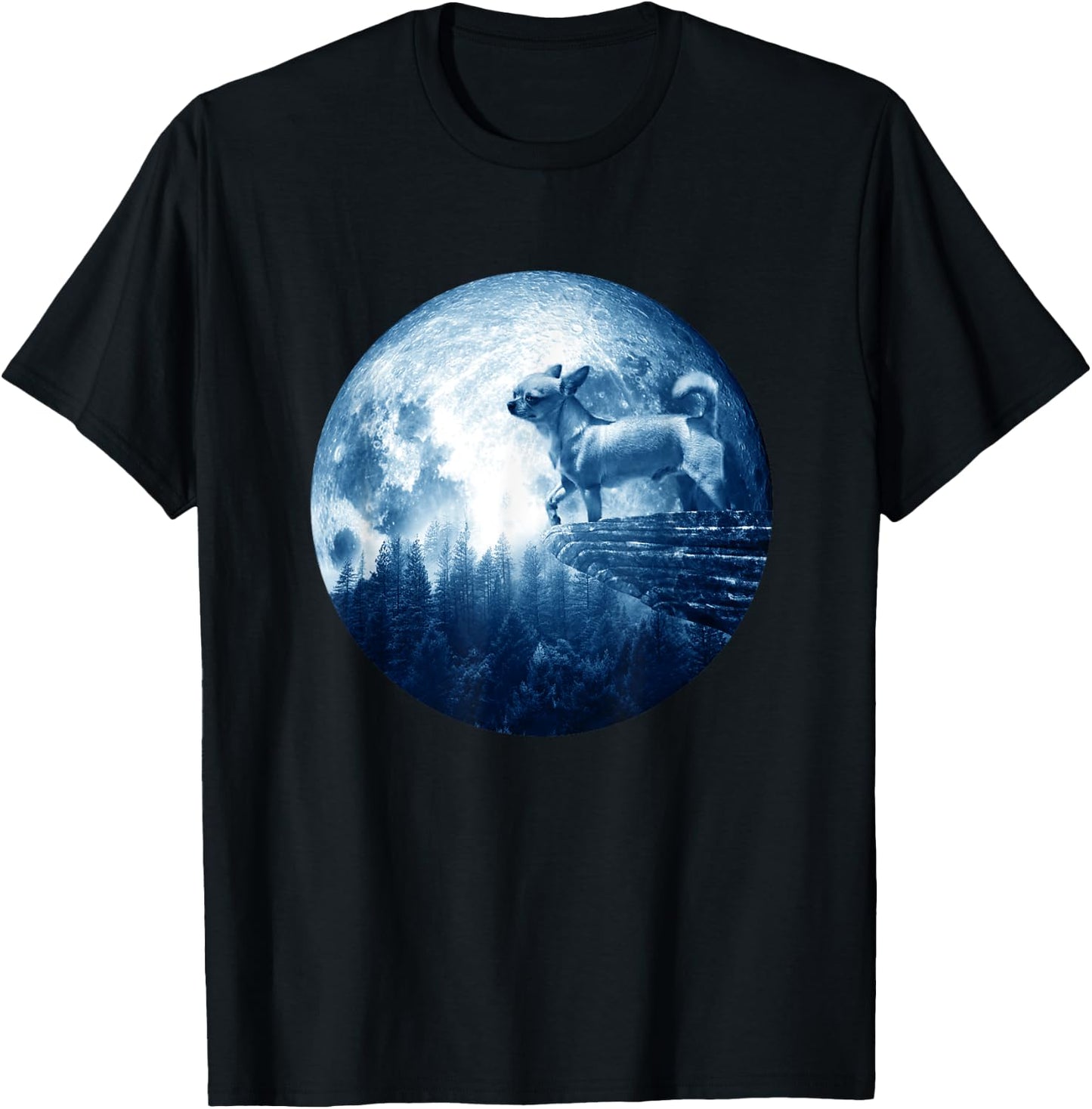 Chihuahua Smooth Coat Dog Moon Dog Mom Dad Dog Lovers T-Shirt - T-Shirt | Black