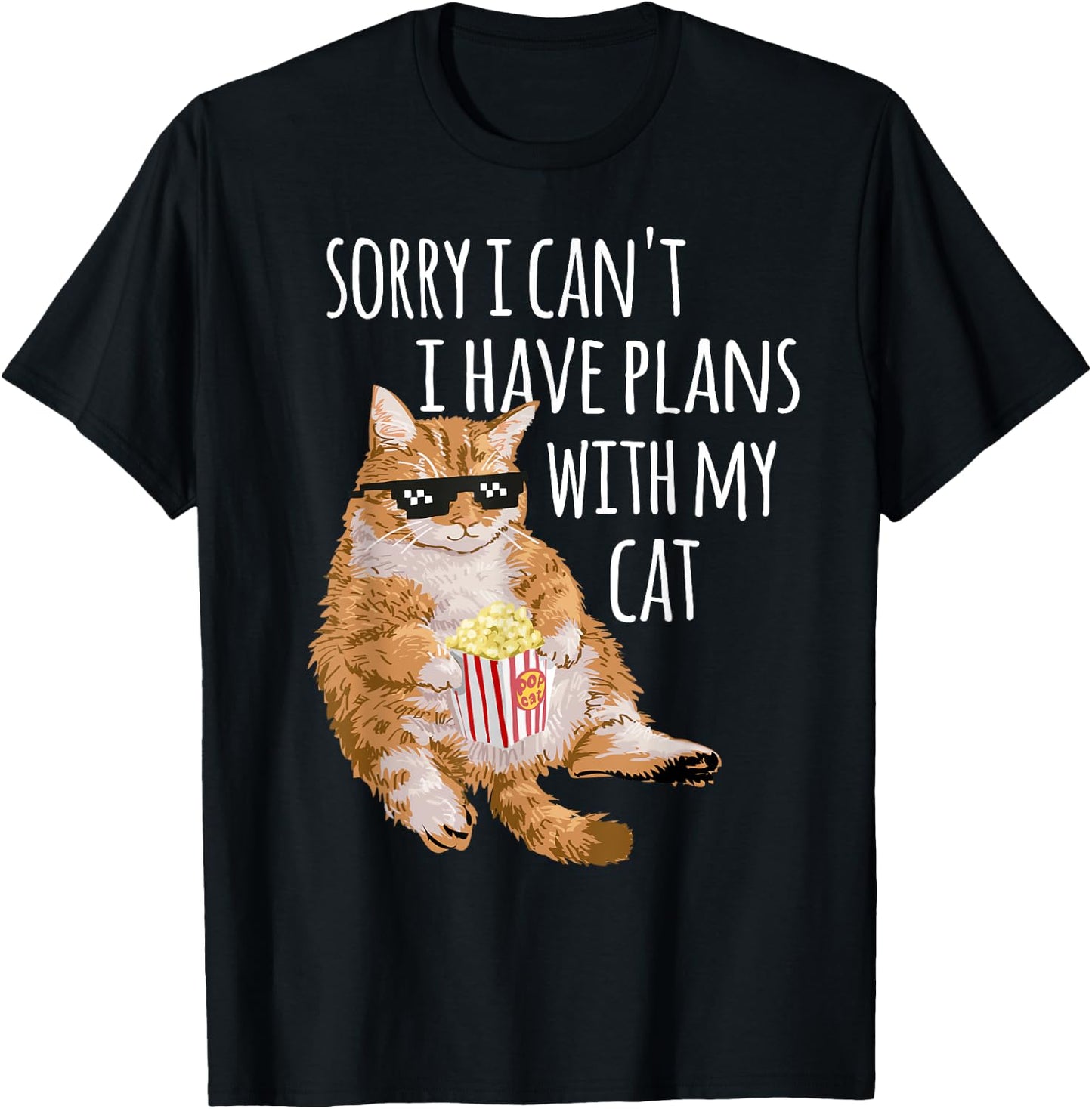 Sorry I Can't I Have Plans With My Cat Funny Cat Lover Gift T-Shirt - T-Shirt | Black