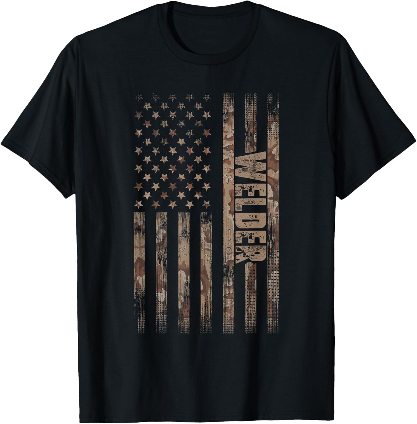 Welder American Flag Gift Welding T-Shirt - T-Shirt | Black