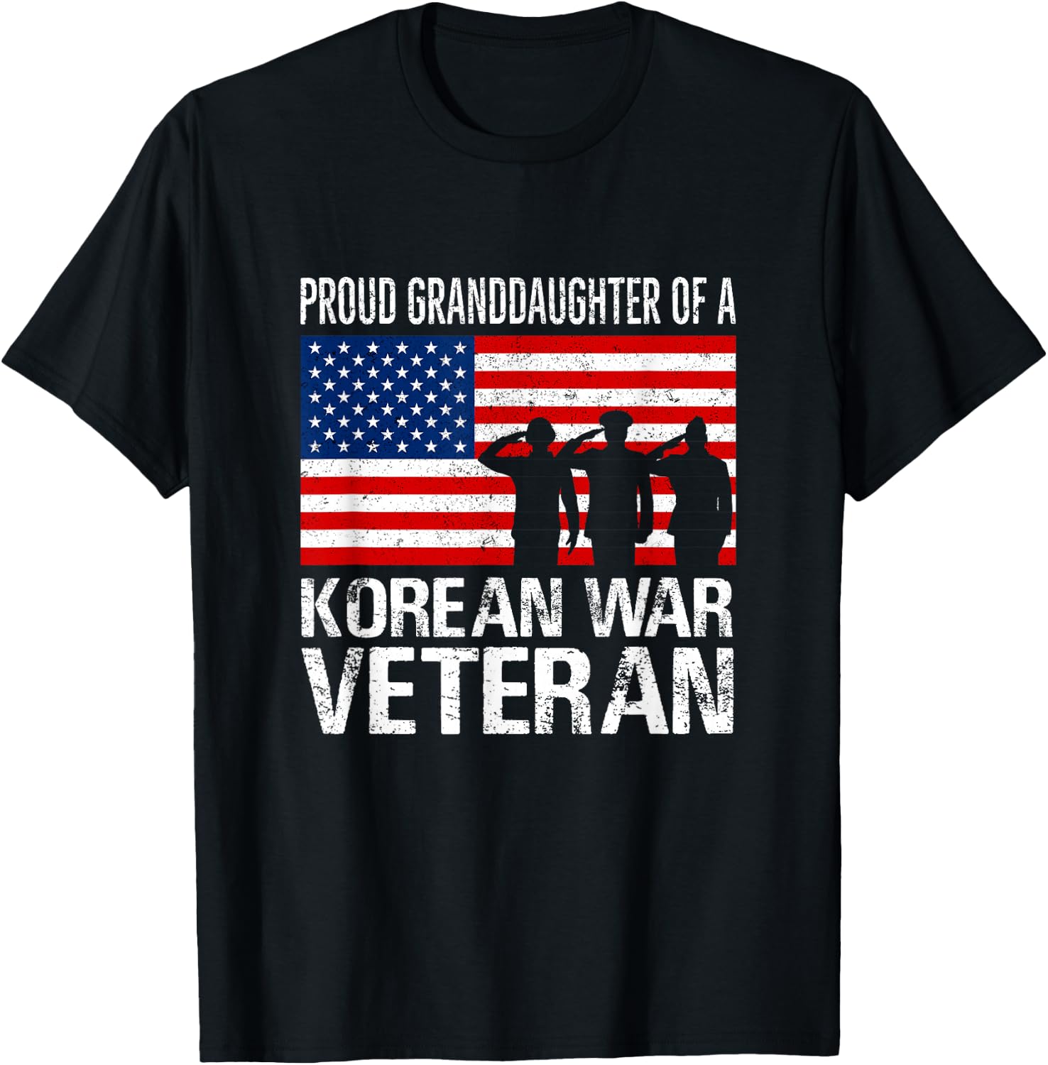 Proud Granddaughter Korean War Veteran Matching Grandfather T-Shirt - T-Shirt | Black