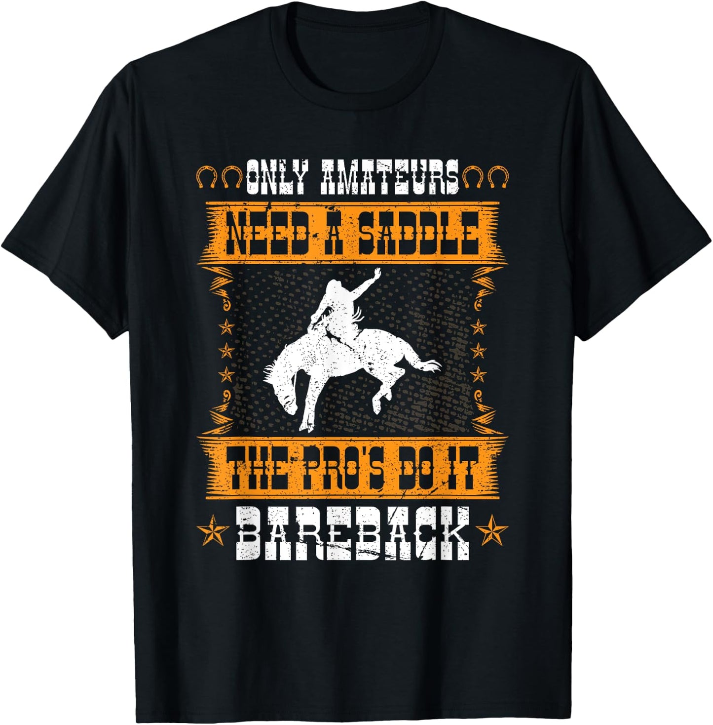 Bucking Bronco Western Rodeo Cowboy Bareback Bronc Rider T-Shirt - T-Shirt | Black