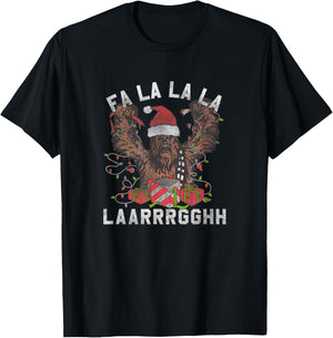 Star Wars Christmas Chewbacca Lights & Presents Fa La La T-Shirt - T-Shirt | Black