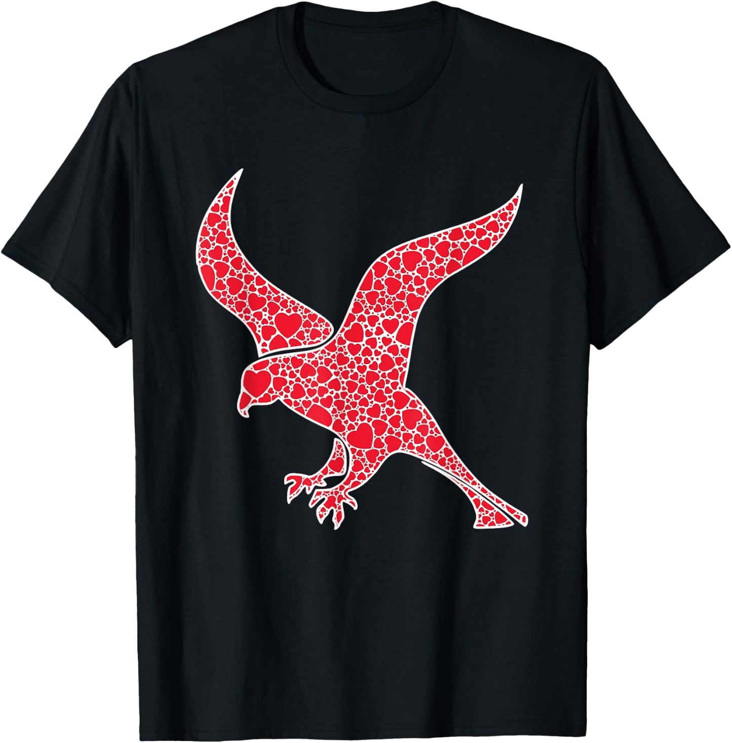 Falcon Hearts Valentine's Day Hawk Bird Lover Girl Gift T-Shirt - T-Shirt | Black
