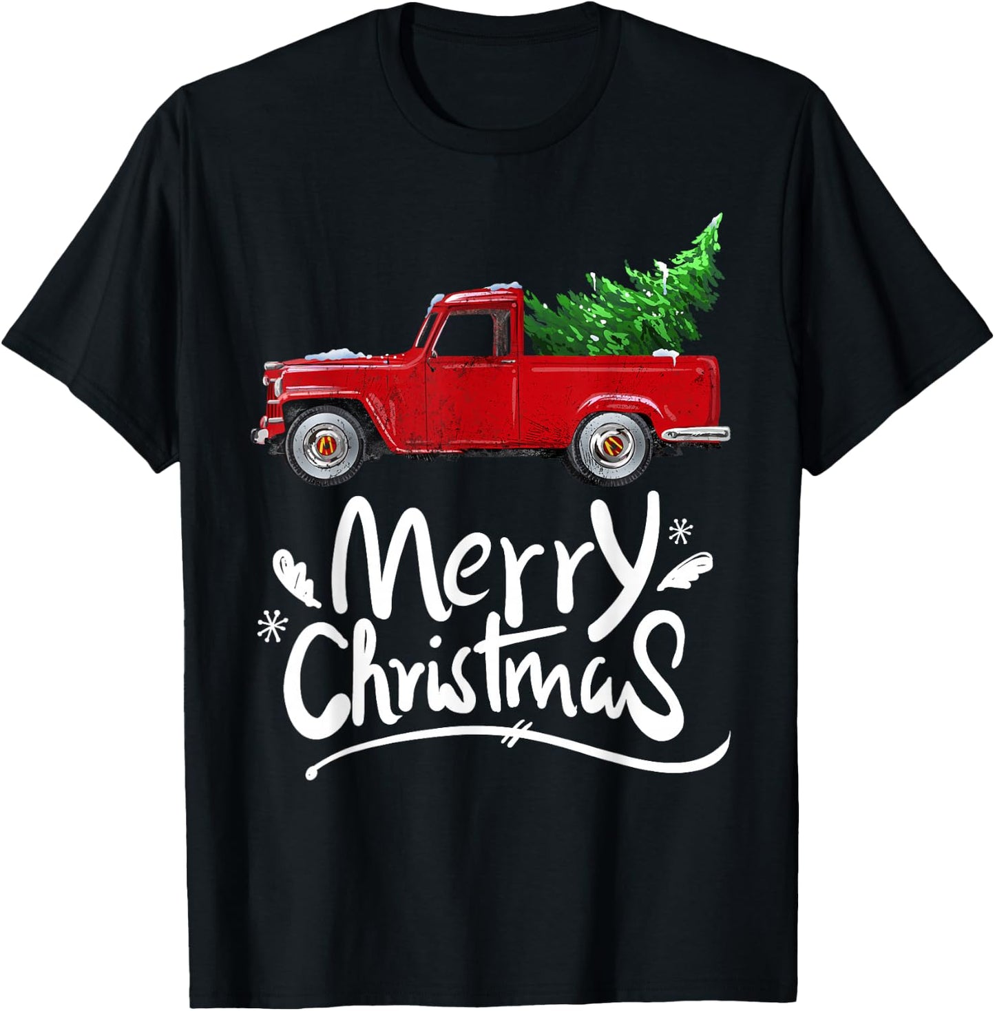Vintage Wagon Red Truck Christmas Tree Pajama Gift T-Shirt - T-Shirt | Black