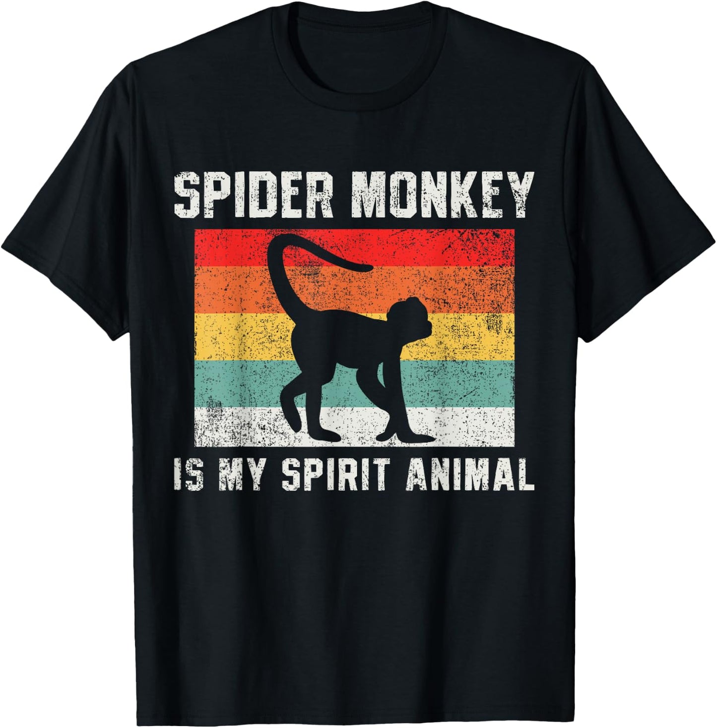 Spider Monkey Retro Vintage T-Shirt - T-Shirt | Black