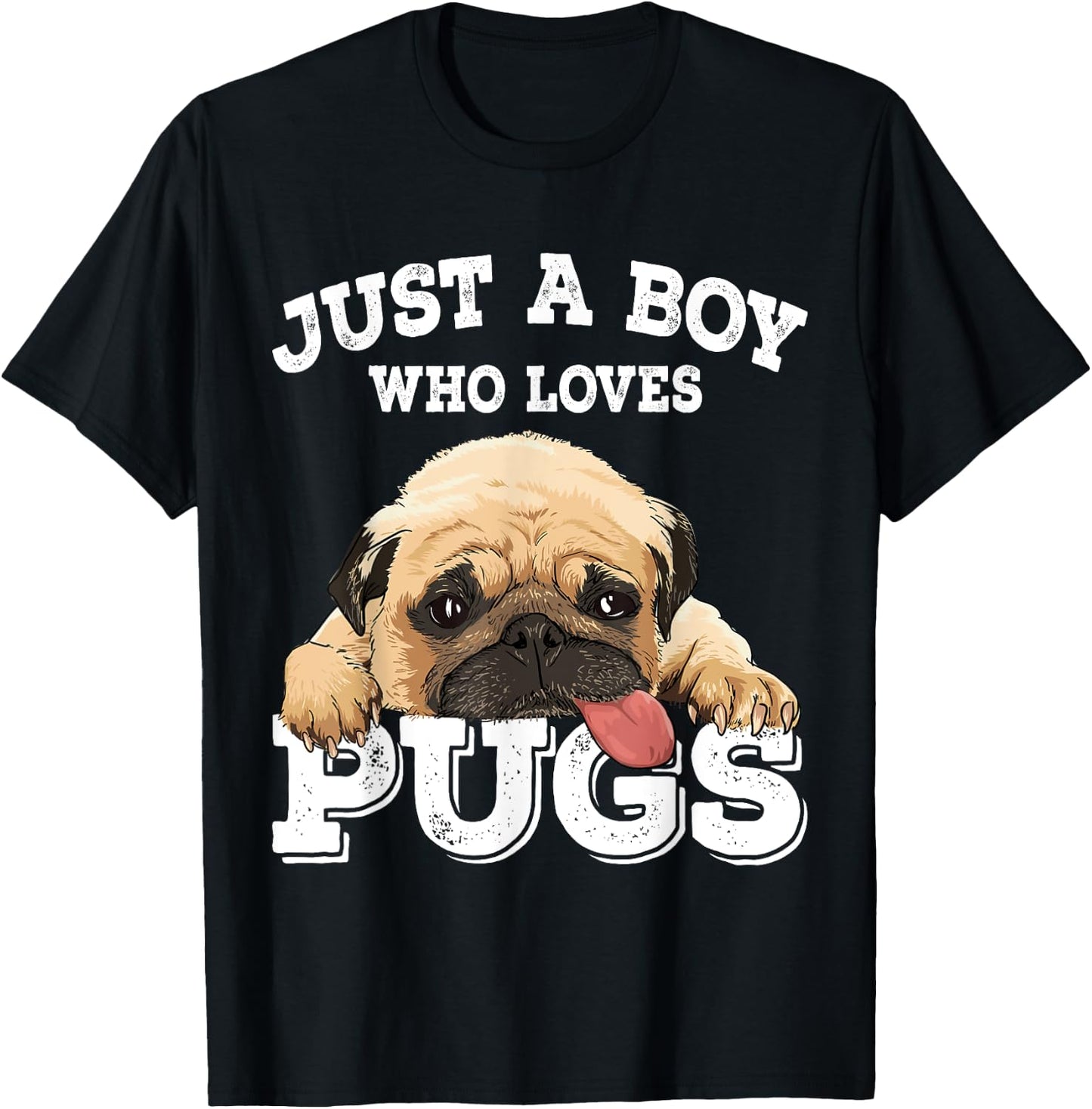 Just a Boy who loves Pugs Funny Pug Lover Gift Boys T-Shirt - T-Shirt | Black