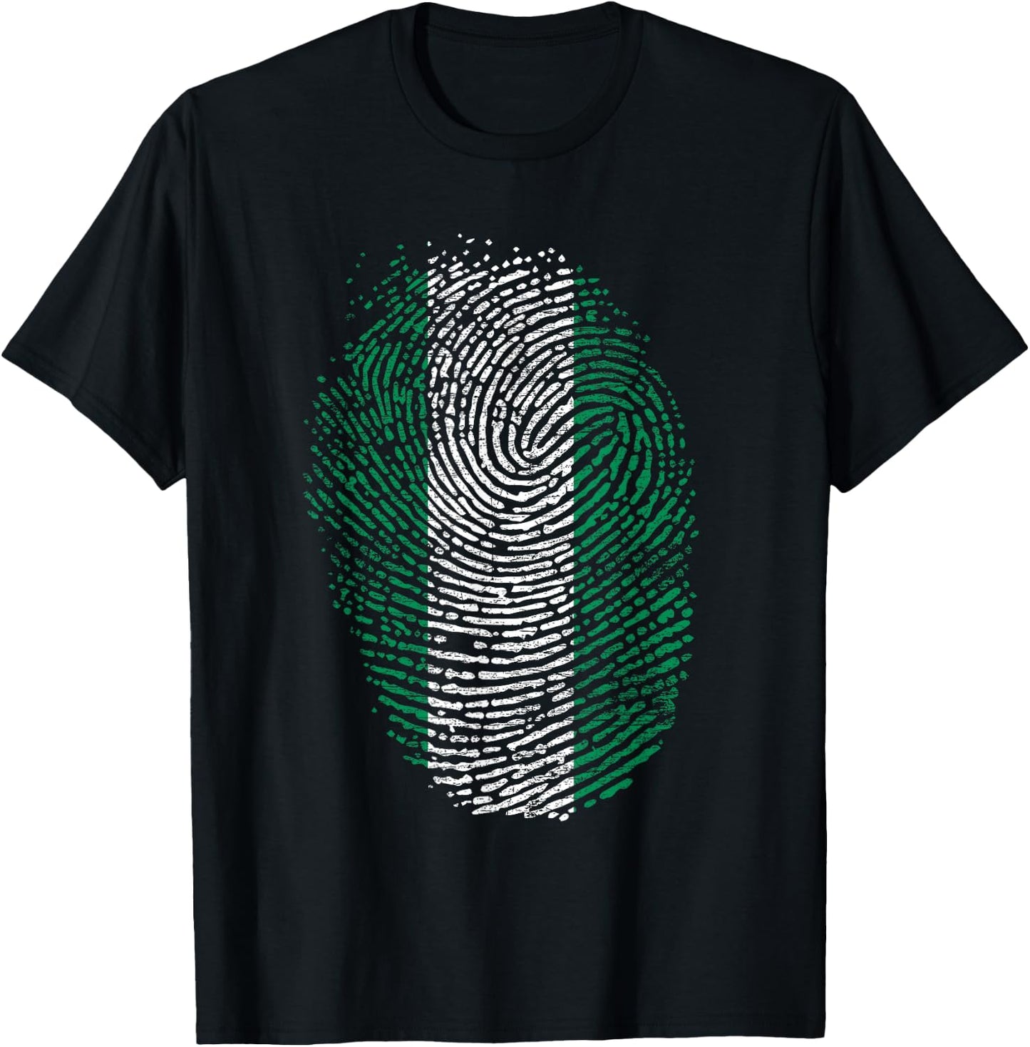 Nigeria Flag Gift Fingerprint T-Shirt - T-Shirt | Black