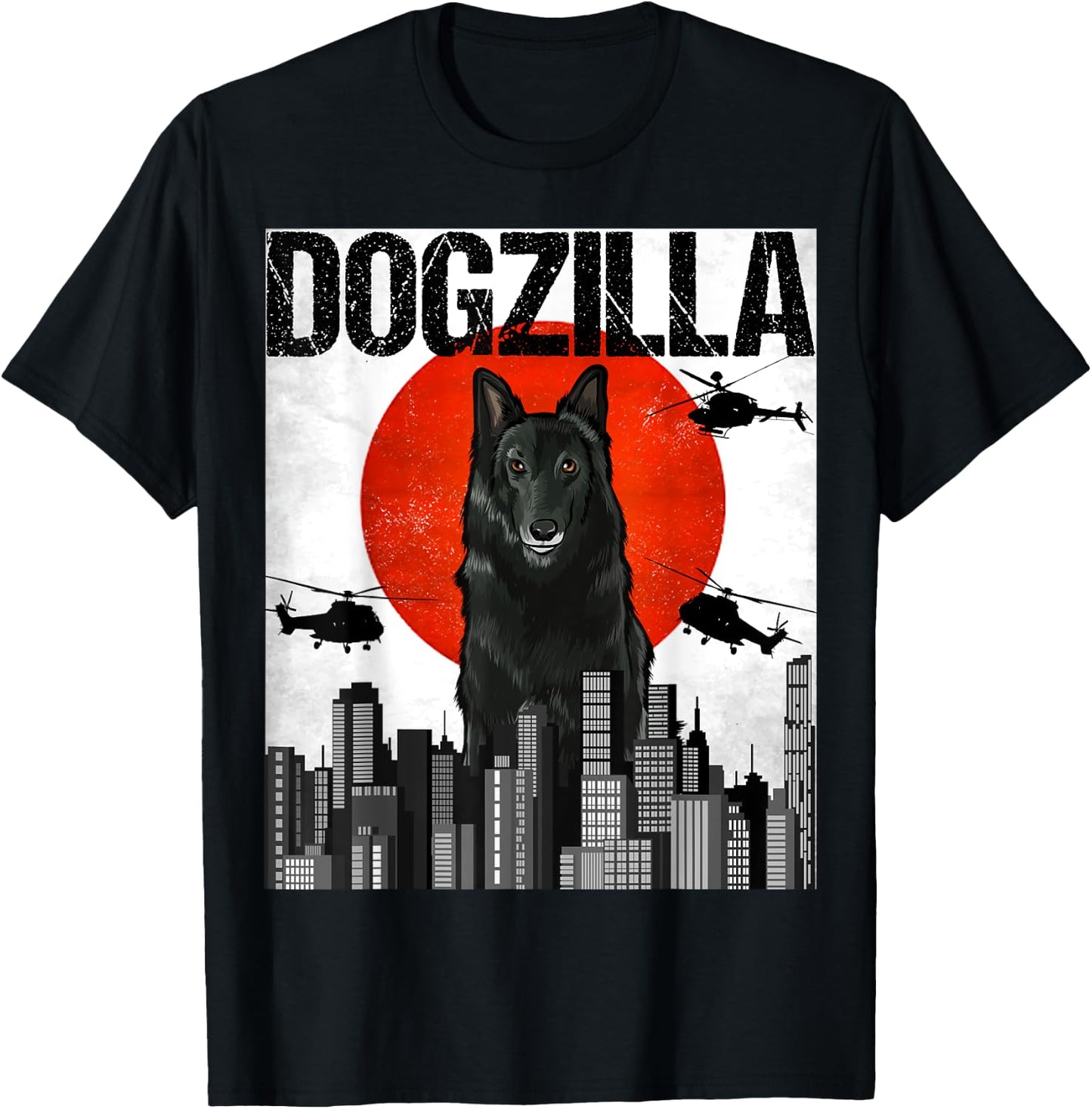 Funny Vintage Japanese Dogzilla Belgian Sheepdog Women T-Shirt - T-Shirt | Black