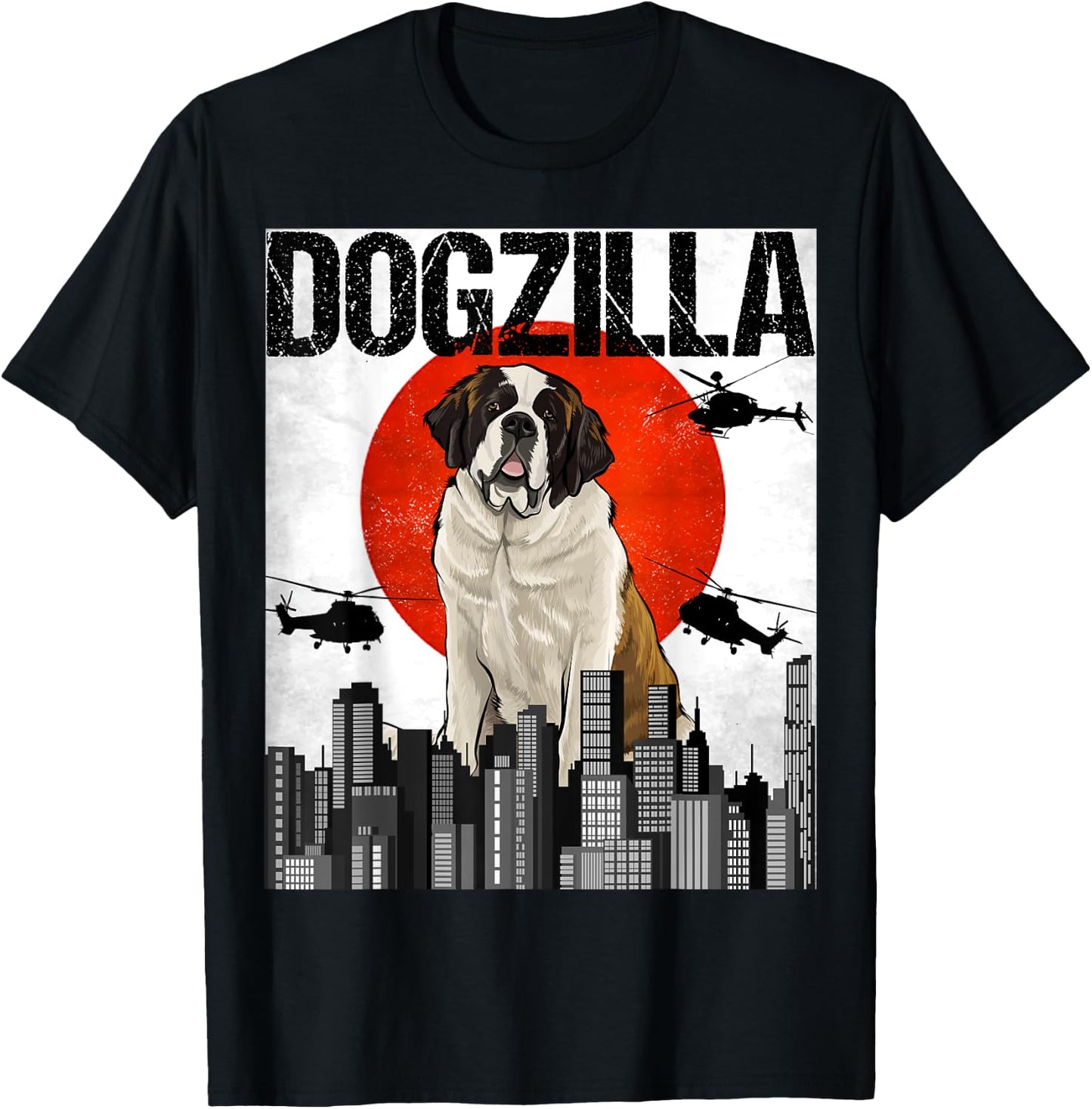 Funny Vintage Japanese Dogzilla St. Bernard T-Shirt - T-Shirt | Black
