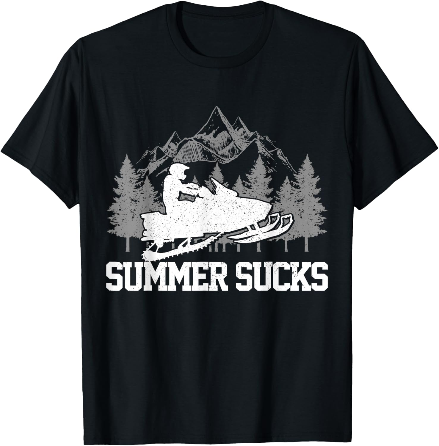 Snowmobile Summer Sucks Snowmobile Funny Gift T-Shirt - T-Shirt | Black