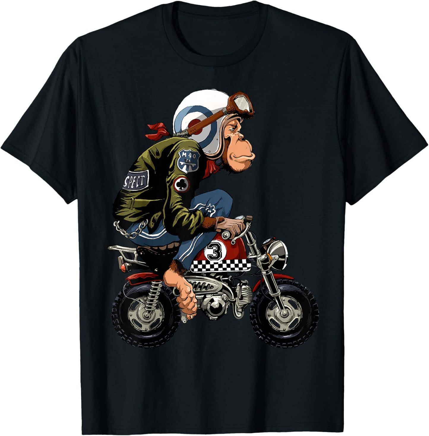 Monkey Bike Cartoon T-Shirt - T-Shirt | Black
