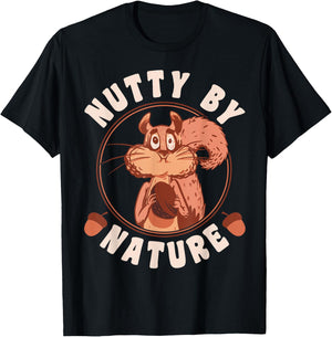 Nutty By Nature Squirrel T-Shirt - T-Shirt | Black