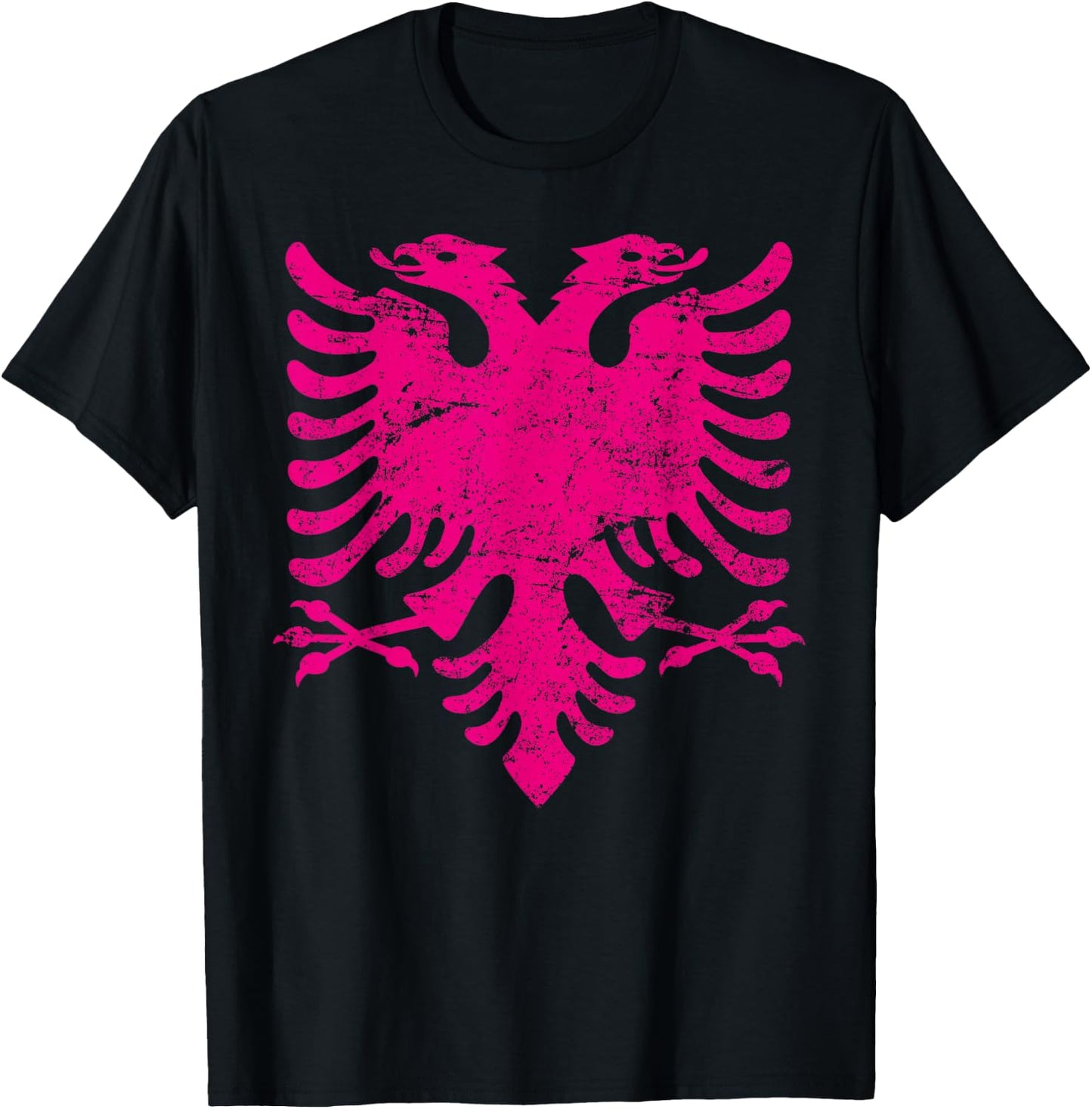 ALBANIAN Eagle PINK Big Flag Men Women Kids ALBANIA T-Shirt - T-Shirt | Black